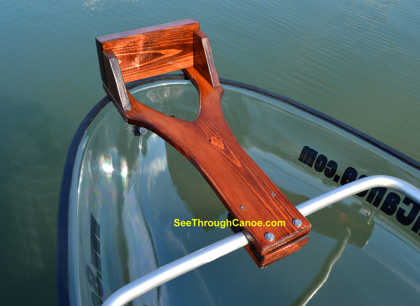 Stylish Wood Motor Mount for See Through Canoes
